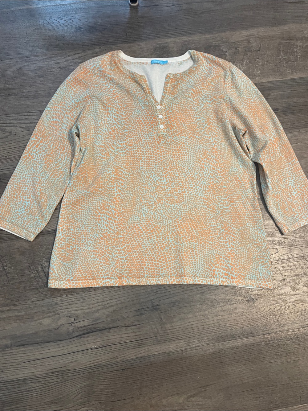 J. McLaughlin Orange & Mint Henley Knit Top